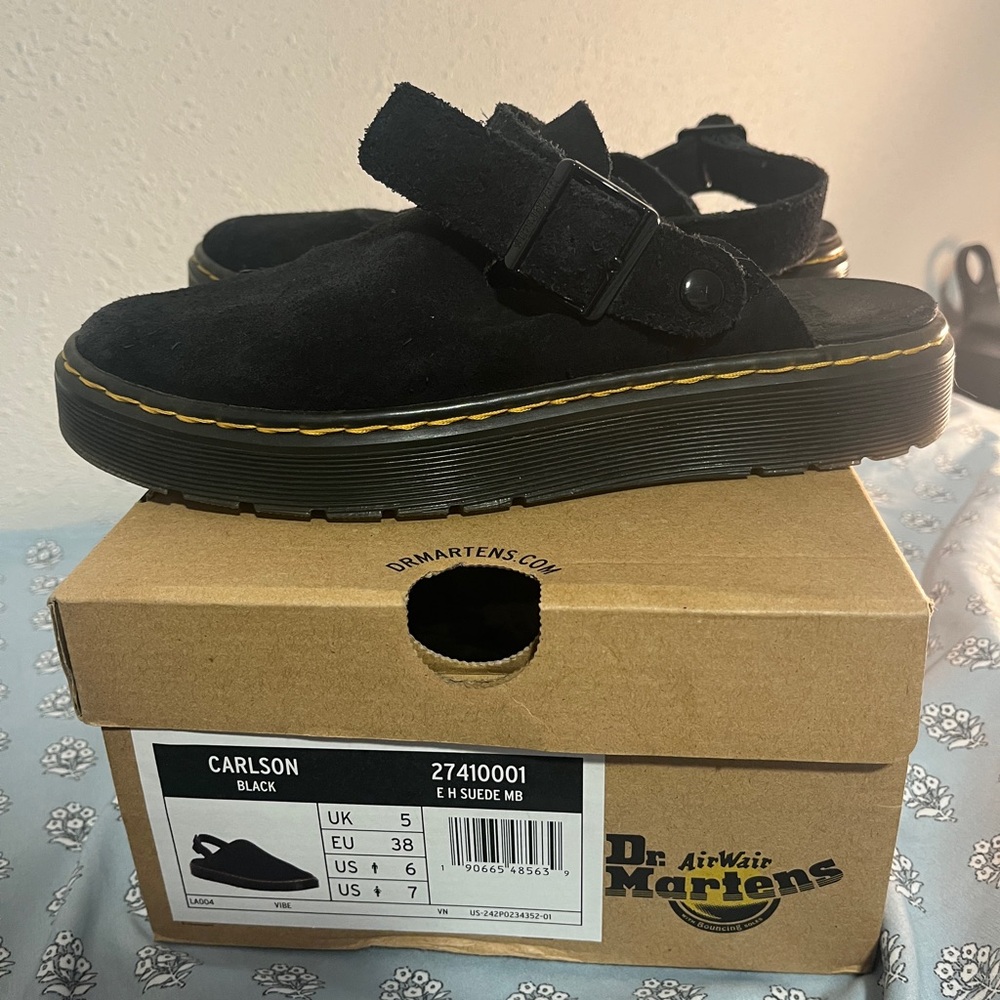 Dr. Martens Black Suede “Carlson” Mules